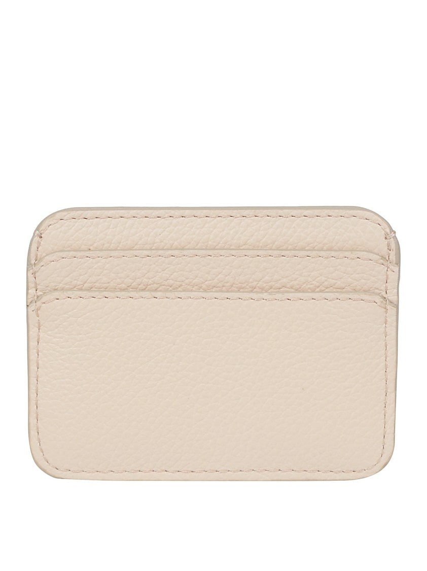 Chloé Textured Pink Calfskin Cardholder With Logo Plaque