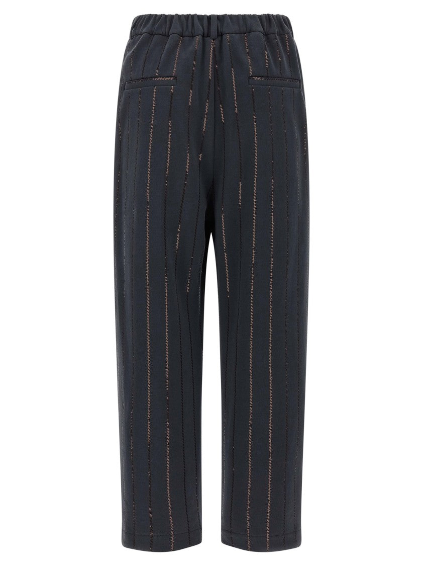 Brunello Cucinelli Dazzling Chalk Stripe Embroidery' Trouser