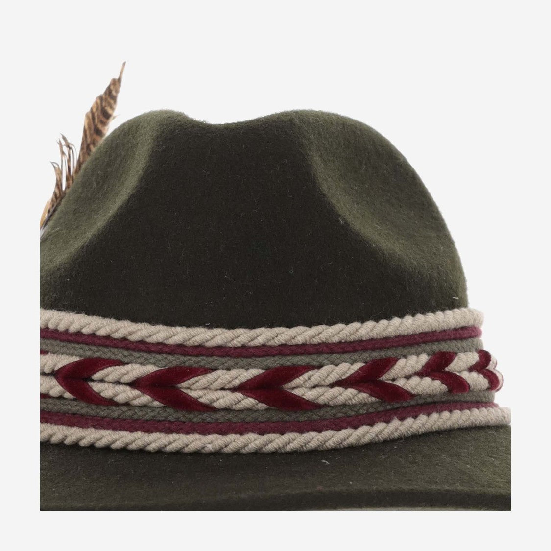 Alexia Alvarez De Toledo Wool Hat With Feather Brooch And Braided Strap