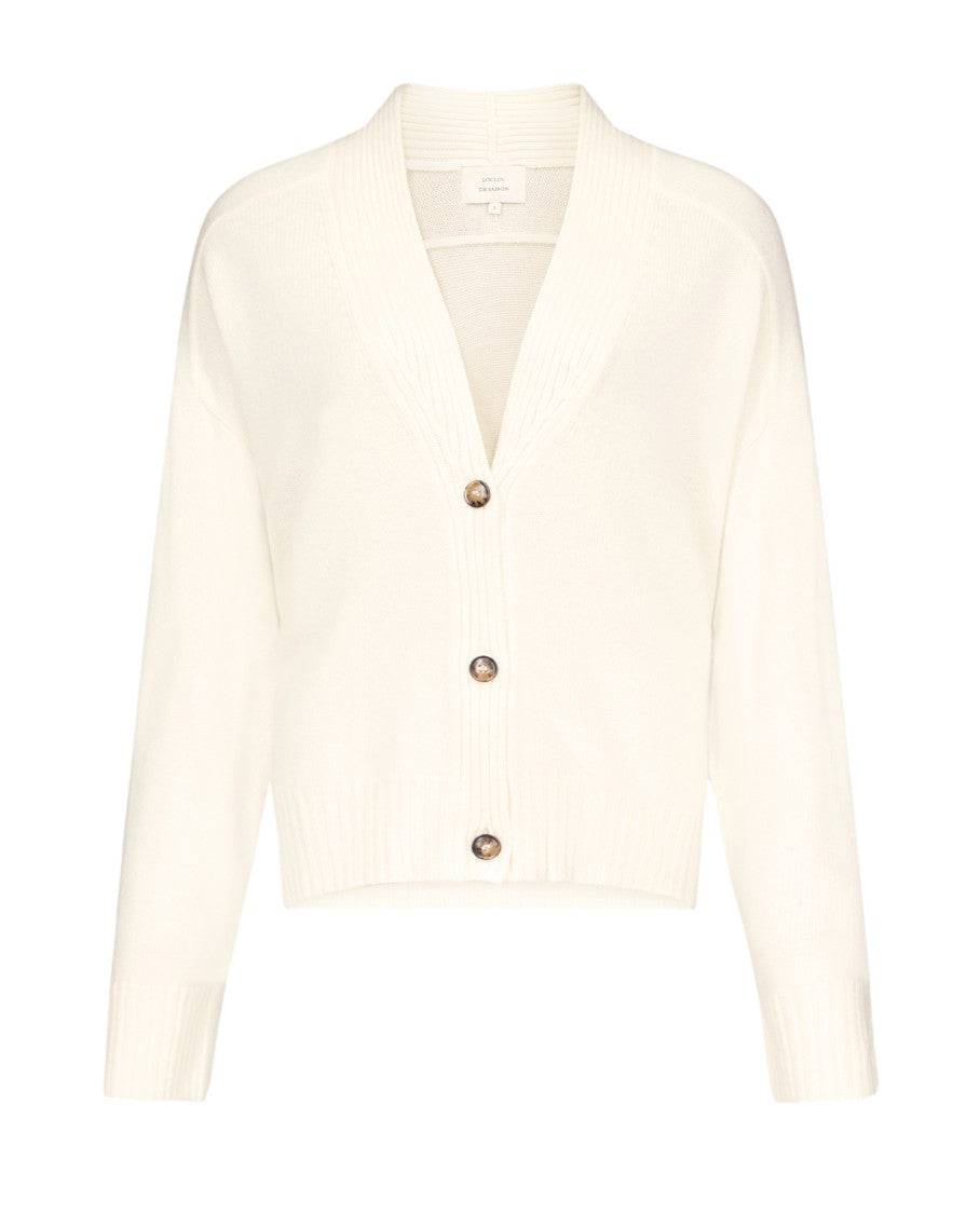 Loulou De Saison Premium Cashmere Knit Cardigan With Ribbed Detailing