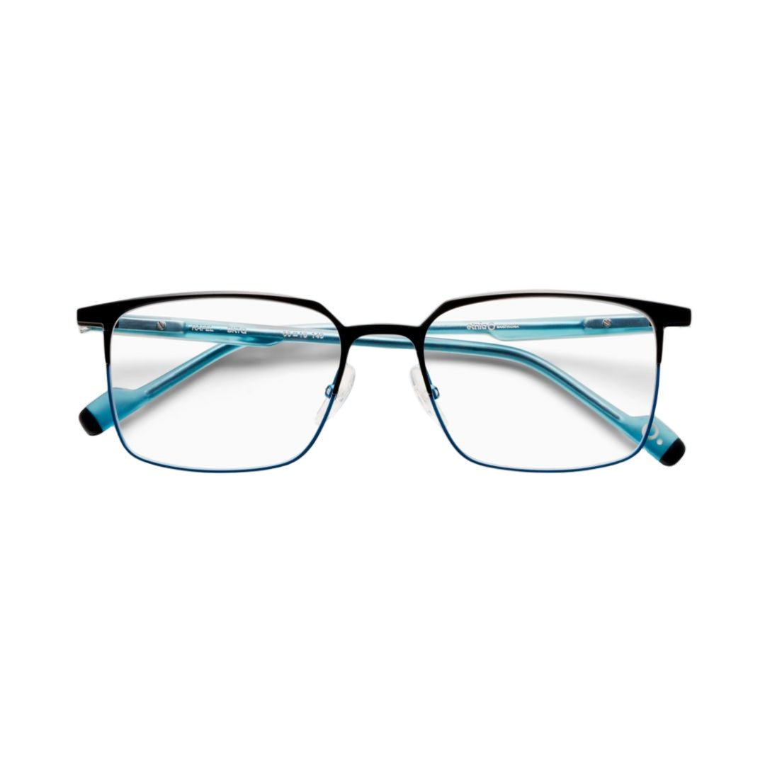 Etnia Barcelona Rafel Rectangular Metal Frame Eyeglasses With Translucent Temples