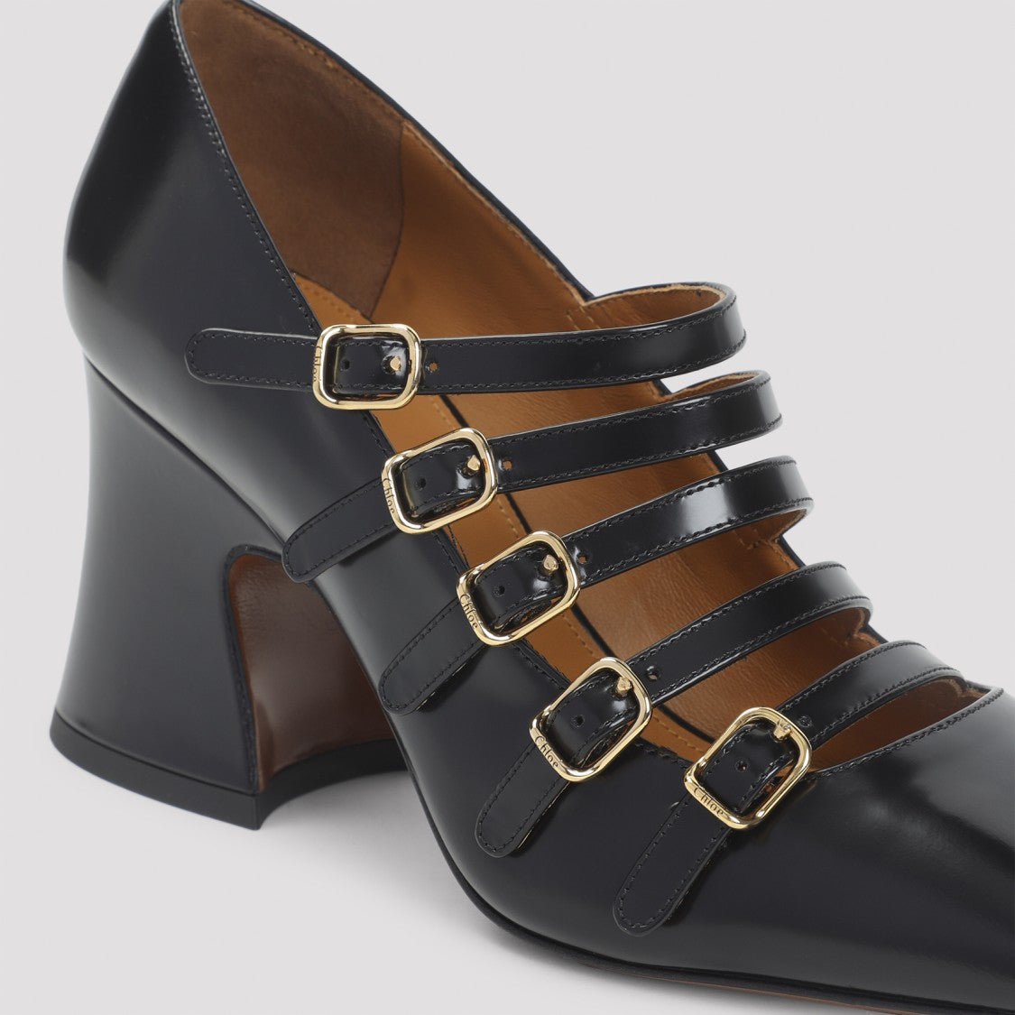 Chloé Black Leather Janis Pumps