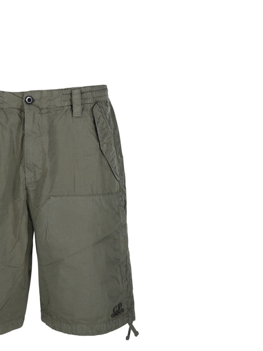 C.P. Company Mid-Thigh Length Green Shorts With Adjustable Drawstring