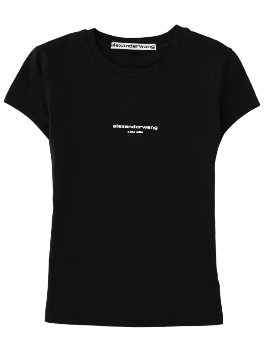 Alexander Wang Black Slim Fit Centered Logo T-Shirt
