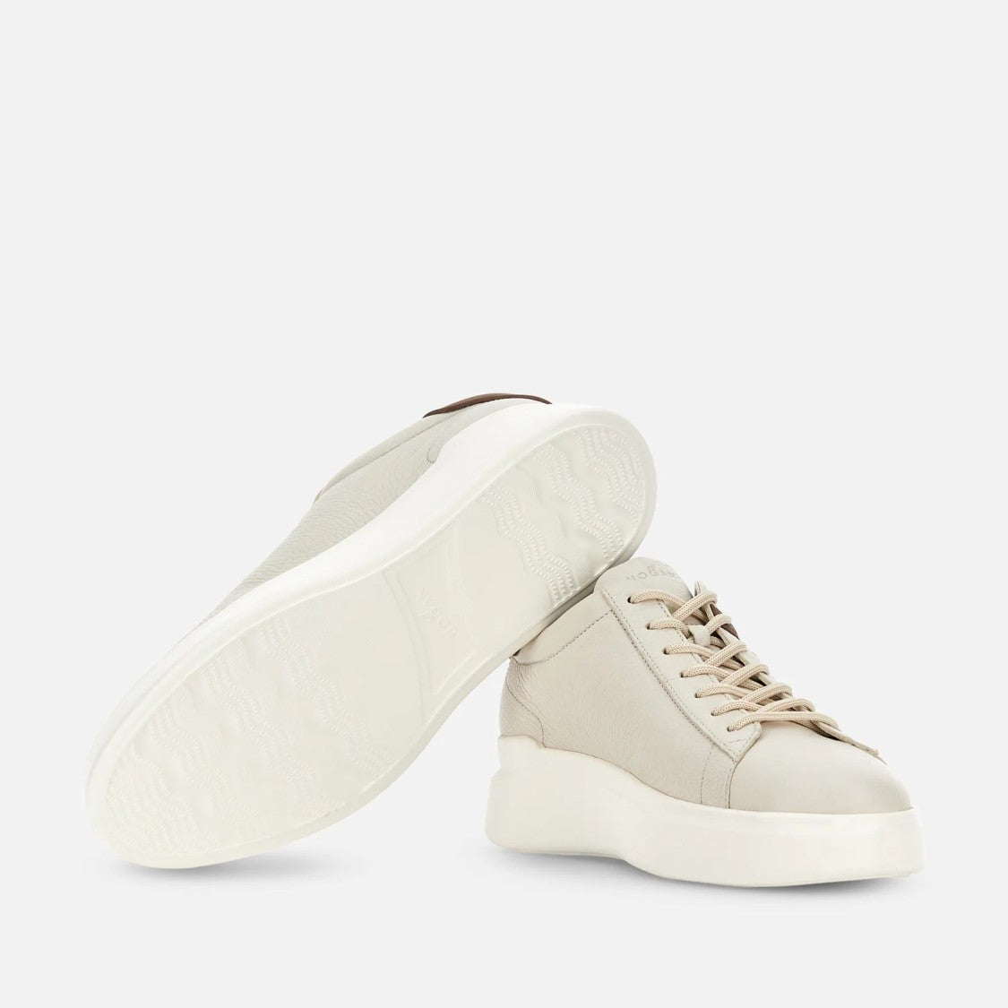 Hogan H580 Allacciato H Profilo Sneakers In White Cuoio