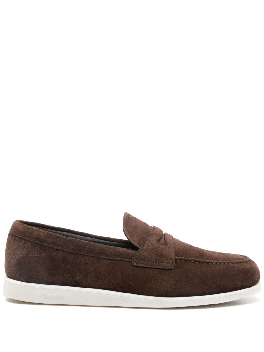 Church's Brown Suede Loafers With Classic Penny Strap