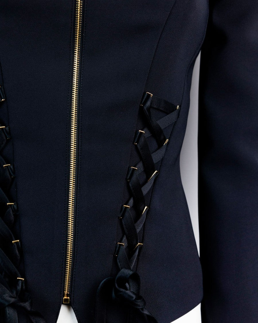 Elisabetta Franchi Crêpe Jacket With Criss-Cross Laces