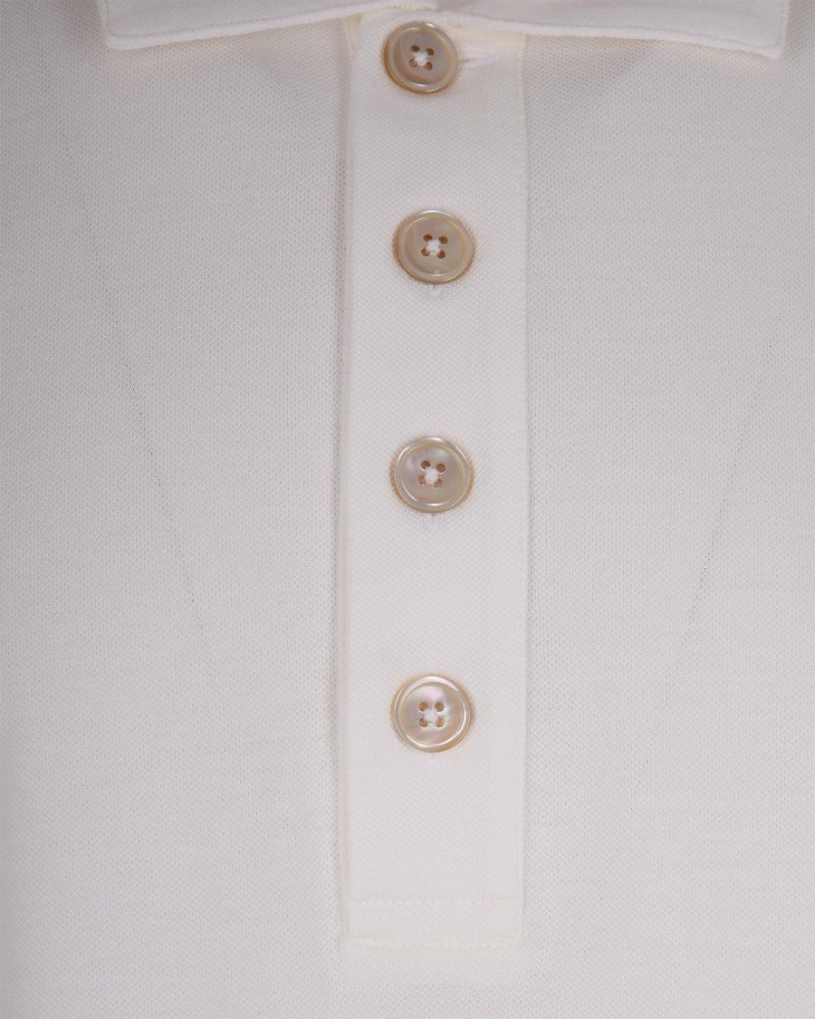 Eleventy White Half Sleeve Polo
