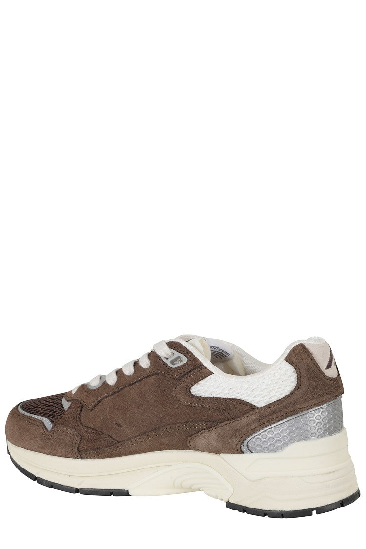 Autry Brown Hyperway Low Mesh Inserts Suede Sneakers