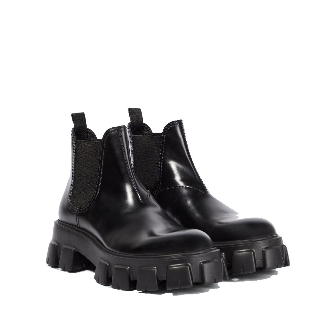Prada Monolith Leather Ankle Boots