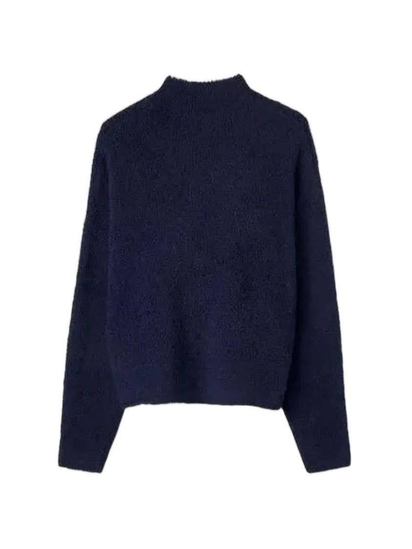 Sunnei Cropped High-Neck Sweater With Soft Fuzzy Texture