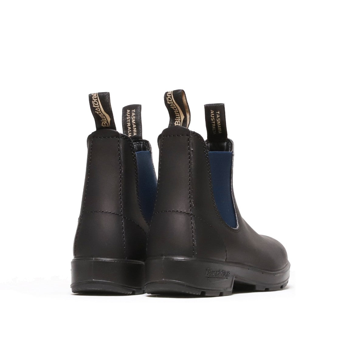 Blundstone Ankle Boot In Black Leather And Blue Elastic