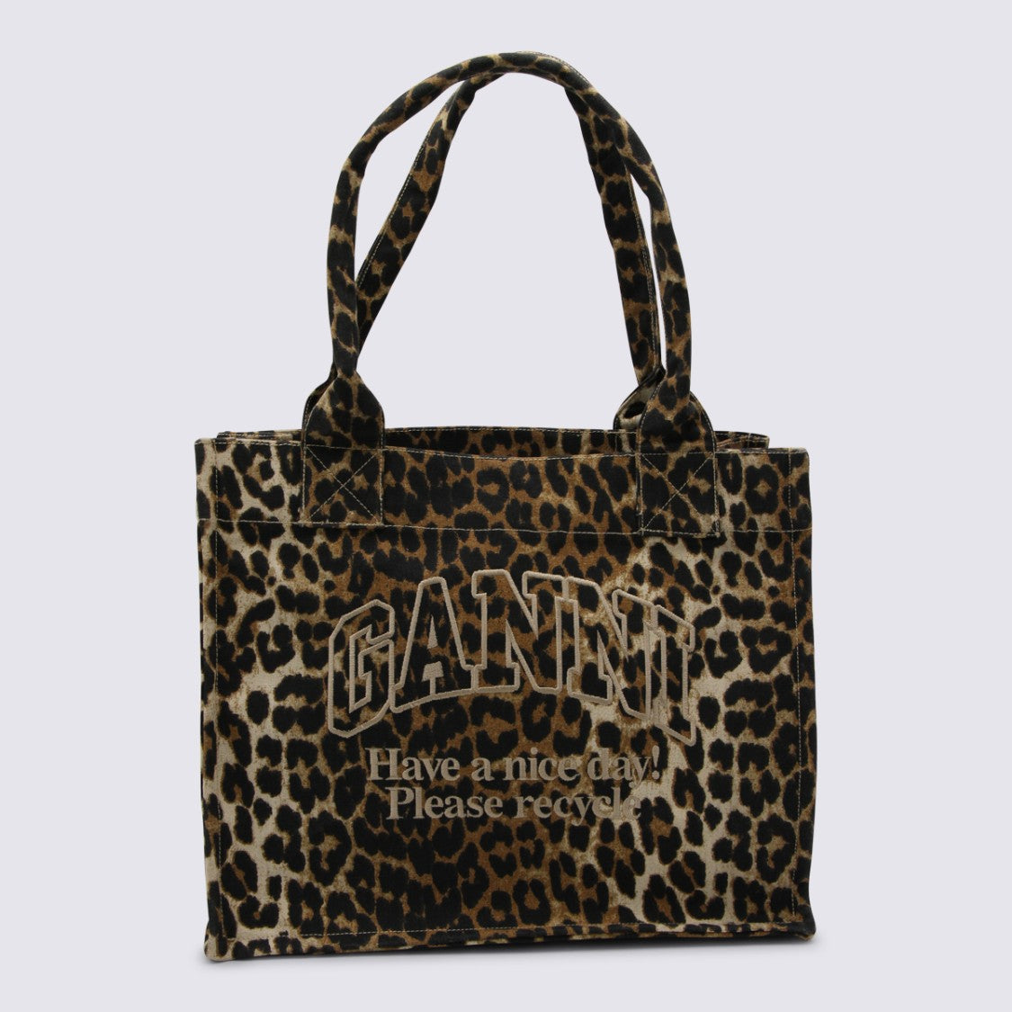 Ganni Leopard Cotton Tote