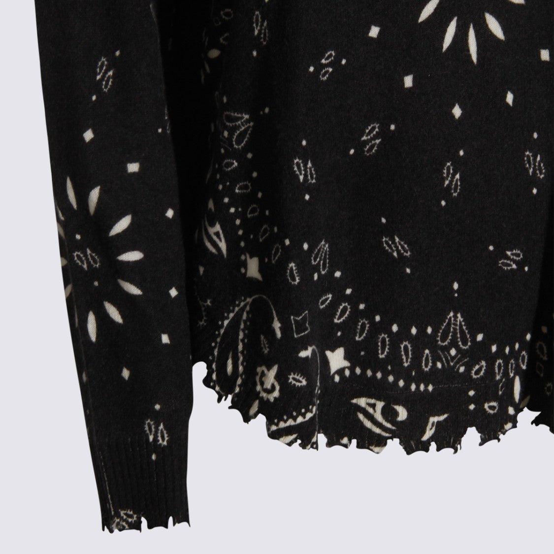 Kujten Black Sweater With Intricate Paisley And Floral Patterns