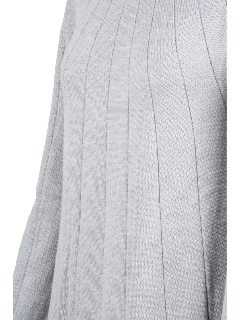 Mm By Max Mara Long Knit Dress With Ribbed Texture And High Neckline