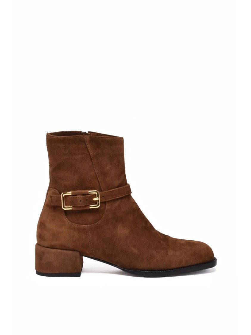 Giancarlo Brown Suede Buckle Ankle Boots