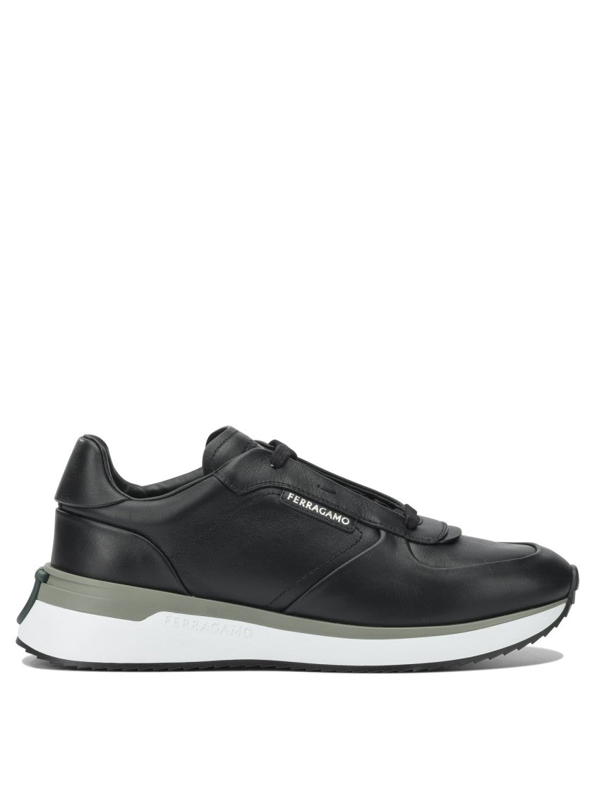 Ferragamo Streamlined Black Leather Sneakers