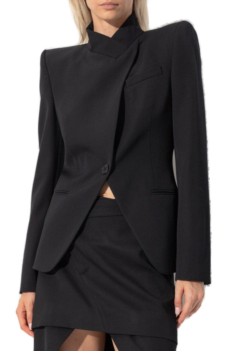 Alexander Mcqueen Tailored Black Wool Jacket With Classic Silhouette