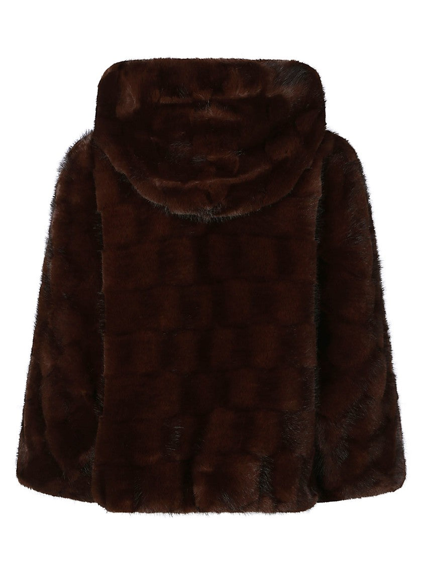 Pinko Cadetia Polyester Faux Fur Hooded Cape
