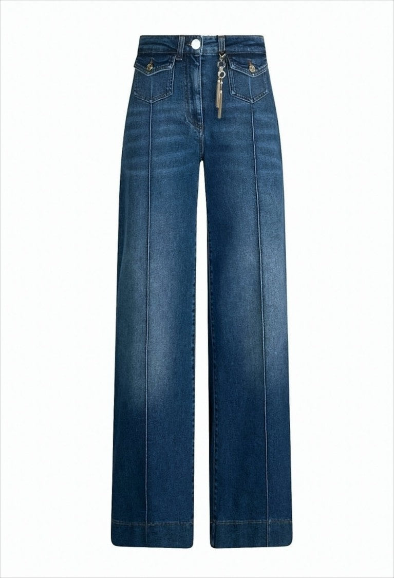 Liu Jo Flared High-Waisted Jeans With Rhinestone Charm