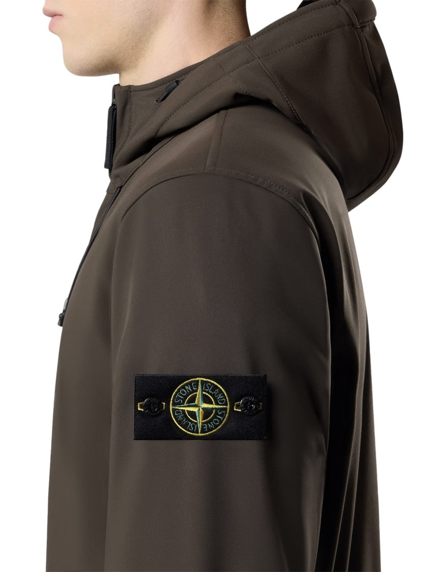 Stone Island Brown Biker Jacket Hooded Elastic Cuffs Jacket