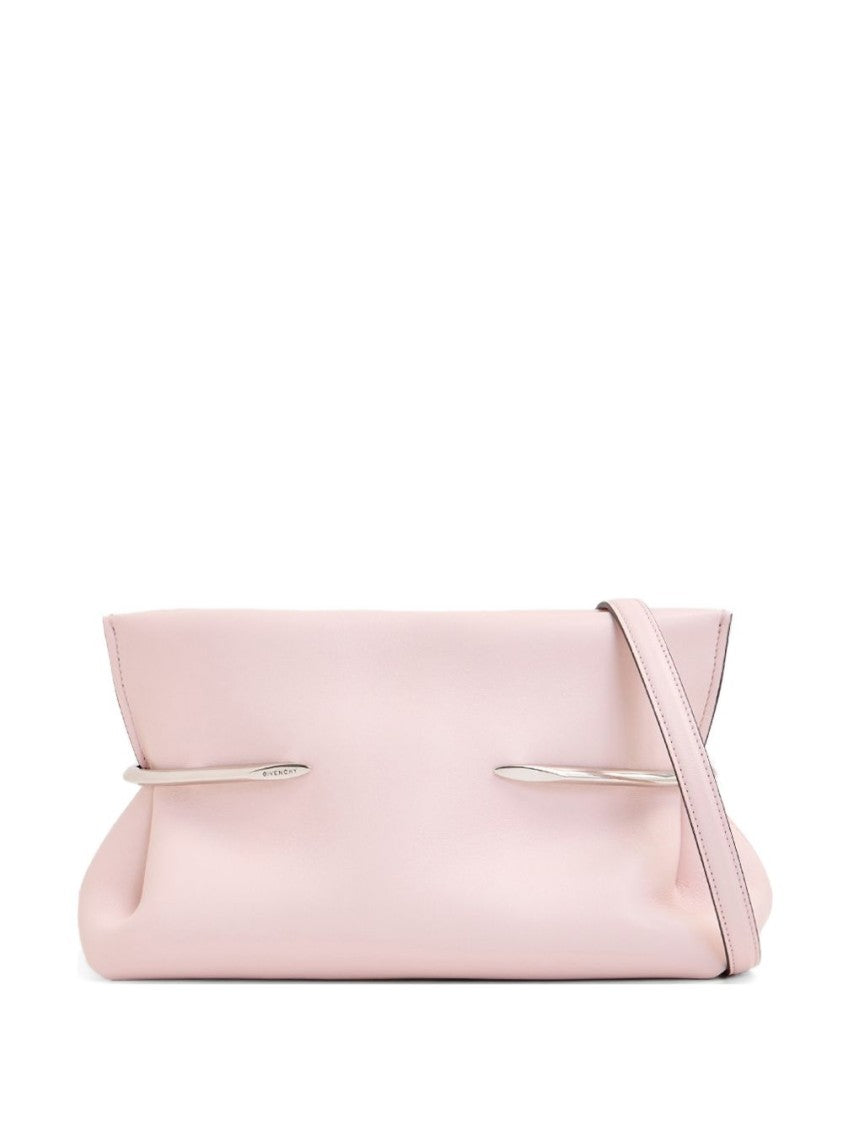 Givenchy Rectangular Soft Pink Leather Handbag With Silver Accents