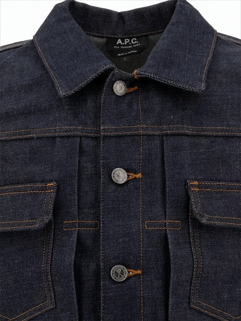 A.P.C. Structured Denim Jacket With Contrast Stitching