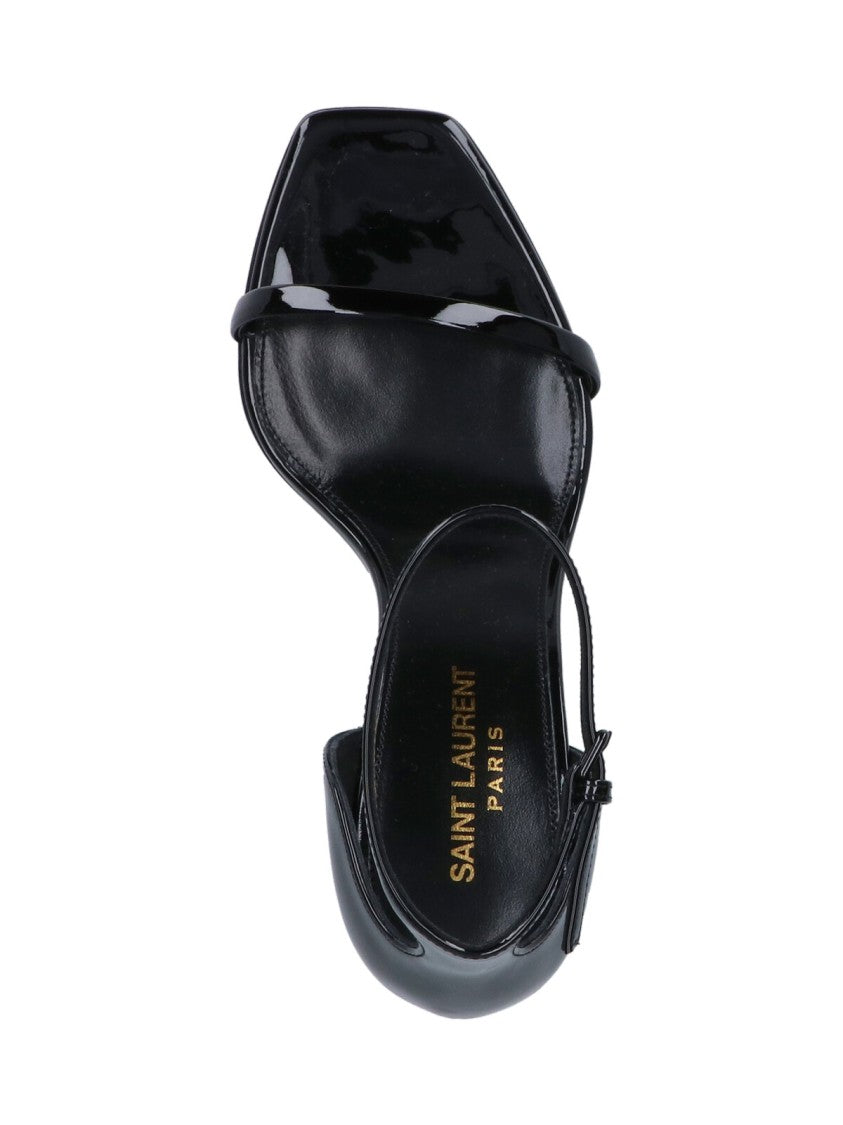 Saint Laurent Black Opyum Patent Leather Sandals