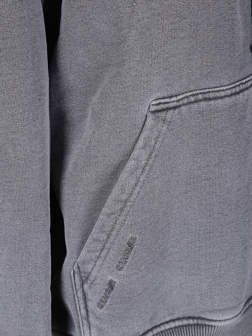Samsoe Samsoe Washed Grey Hoodie With Double-Slider Zip