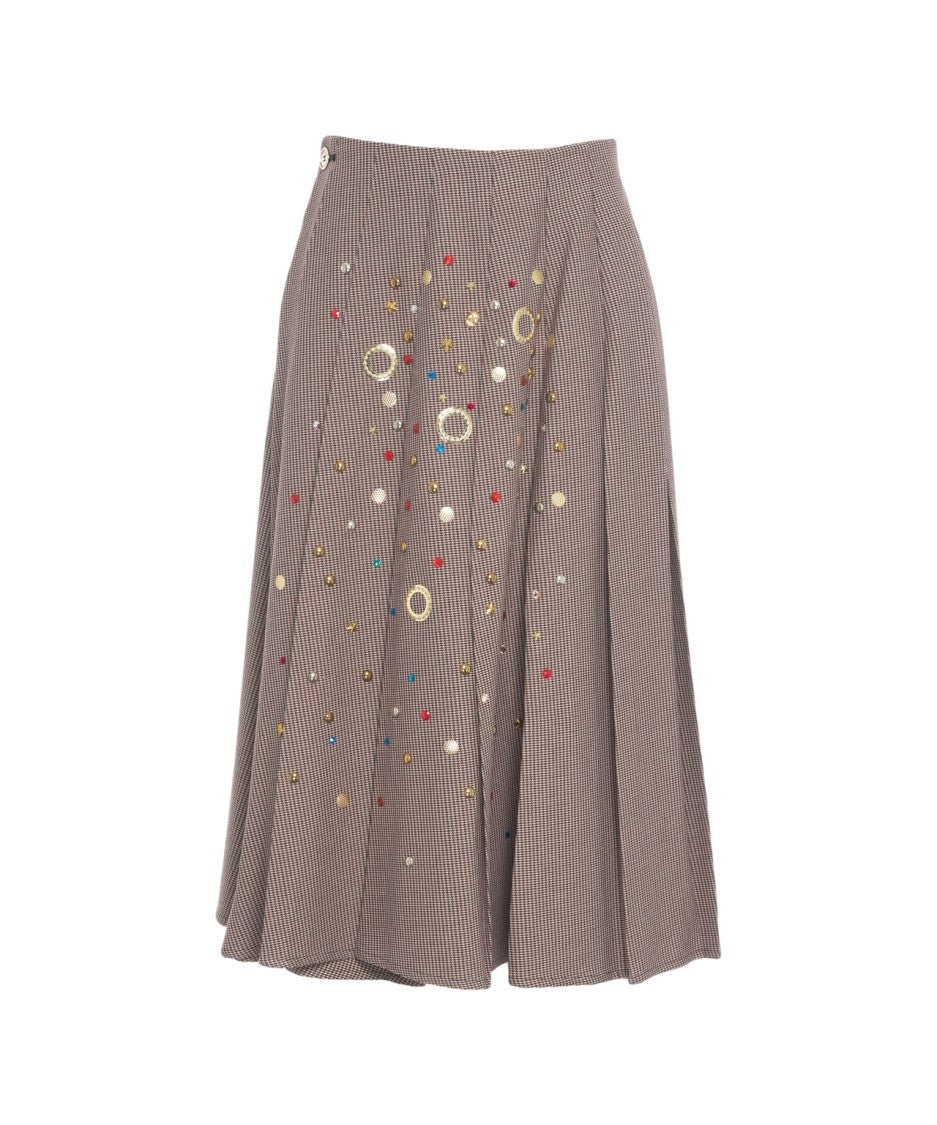 5 Progress Midi Pleated Skirt With Decorative Elements