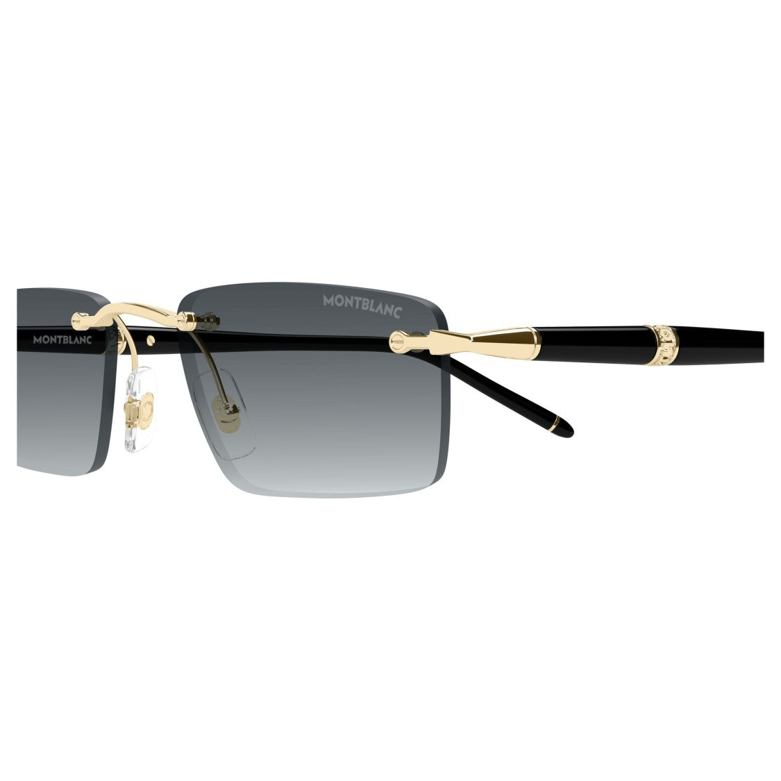 Montblanc Rimless Rectangular Sunglasses With Gold Accents