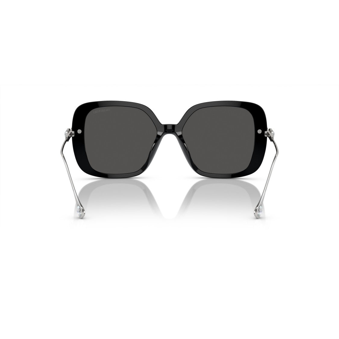 Swarovski 0Sk6011 Large Square Black Acetate Sunglasses With Crystal Embellishments
