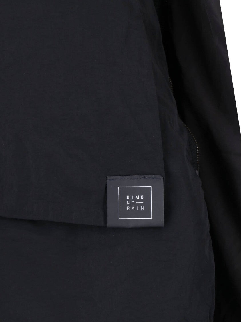 Kimono Rain Black Kimo No-Rain Reversible Belted Waterproof Jacket