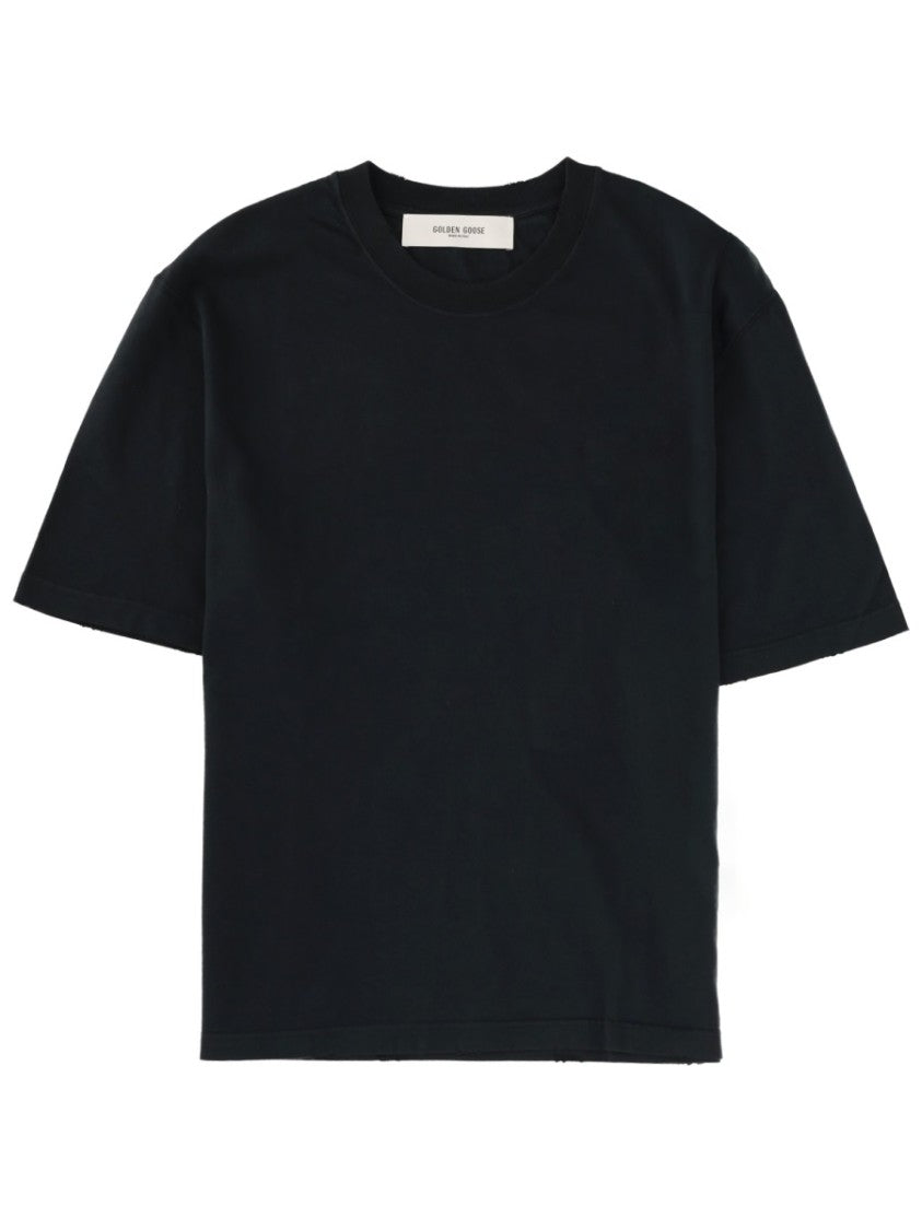 Golden Goose Neutrals Embossed Back Logo Cotton T-Shirt