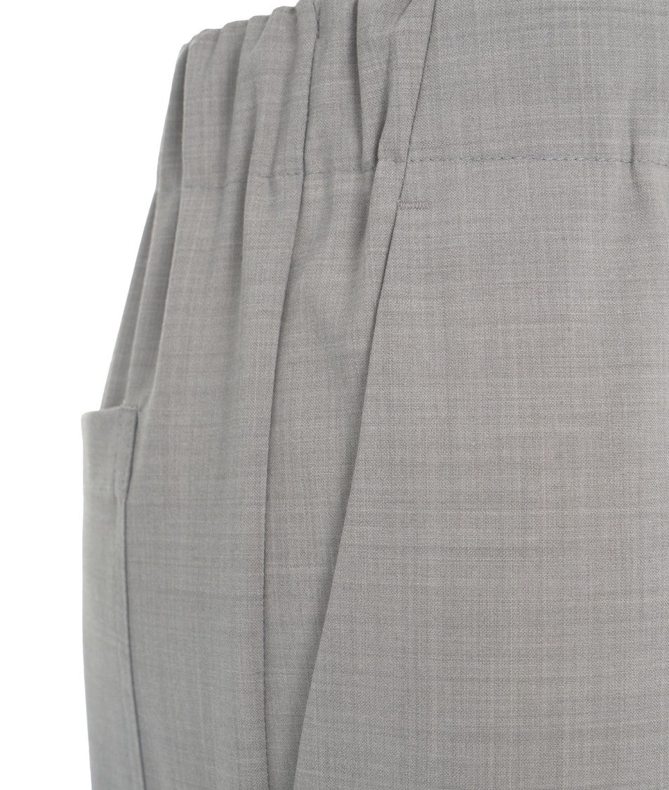 Semi Couture Wide-Leg Grey Pants In  Virgin Wool Blend