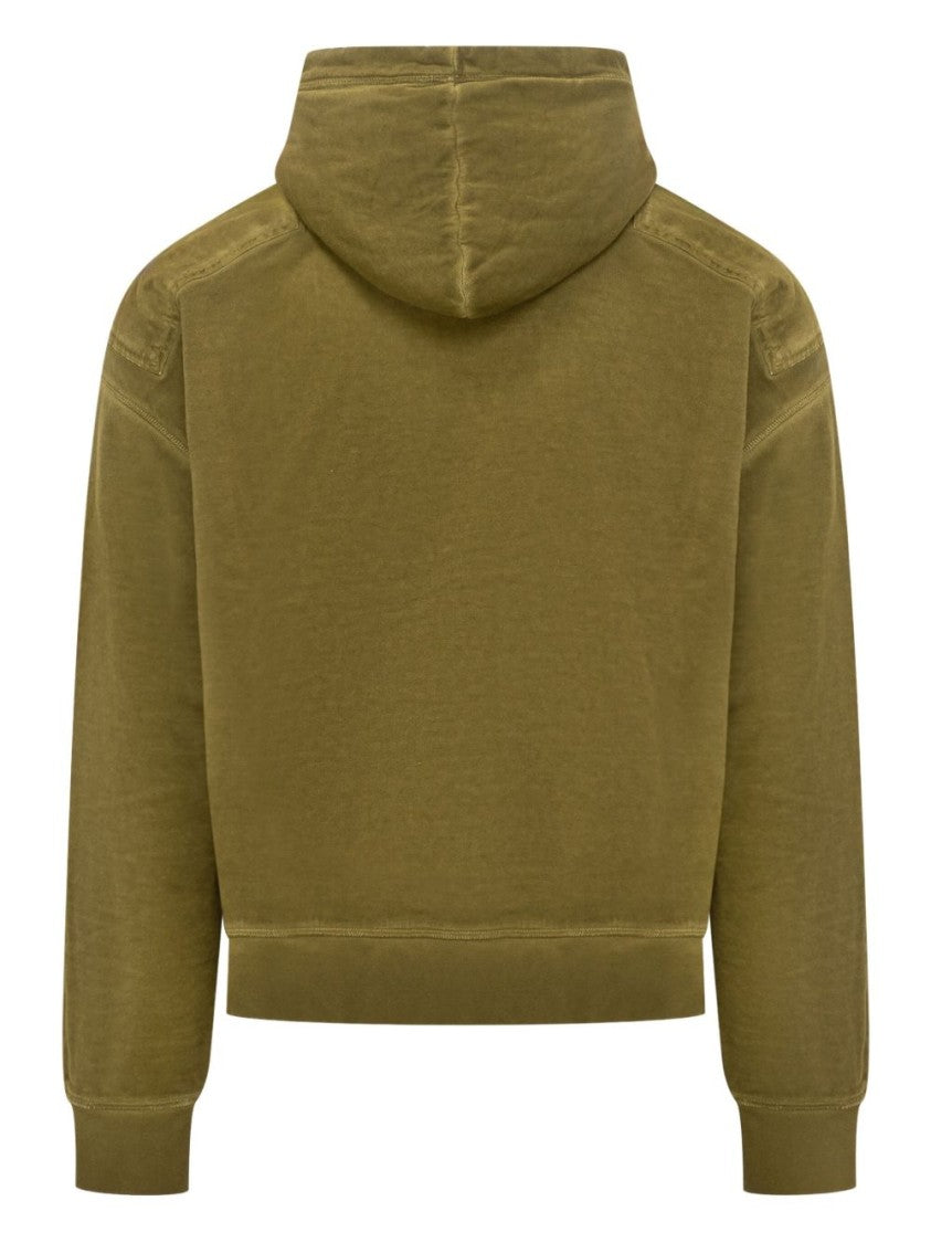 Dsquared2 Brown Hooded Shoulder Panel Ribbed Sweatshirt