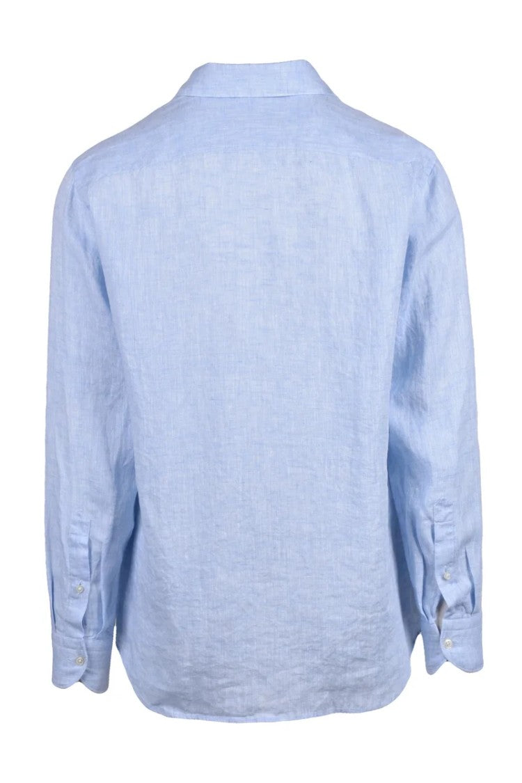 Ghirardelli Light Blue Linen Men's Linen Shirt