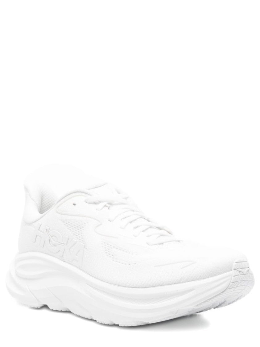Hoka White Clifton 10 Mesh Sneakers