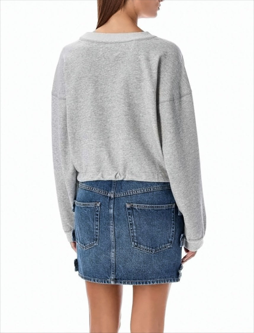 Isabel Marant Heather Grey Long-Sleeve Sweatshirt With Adjustable Drawstring Hem