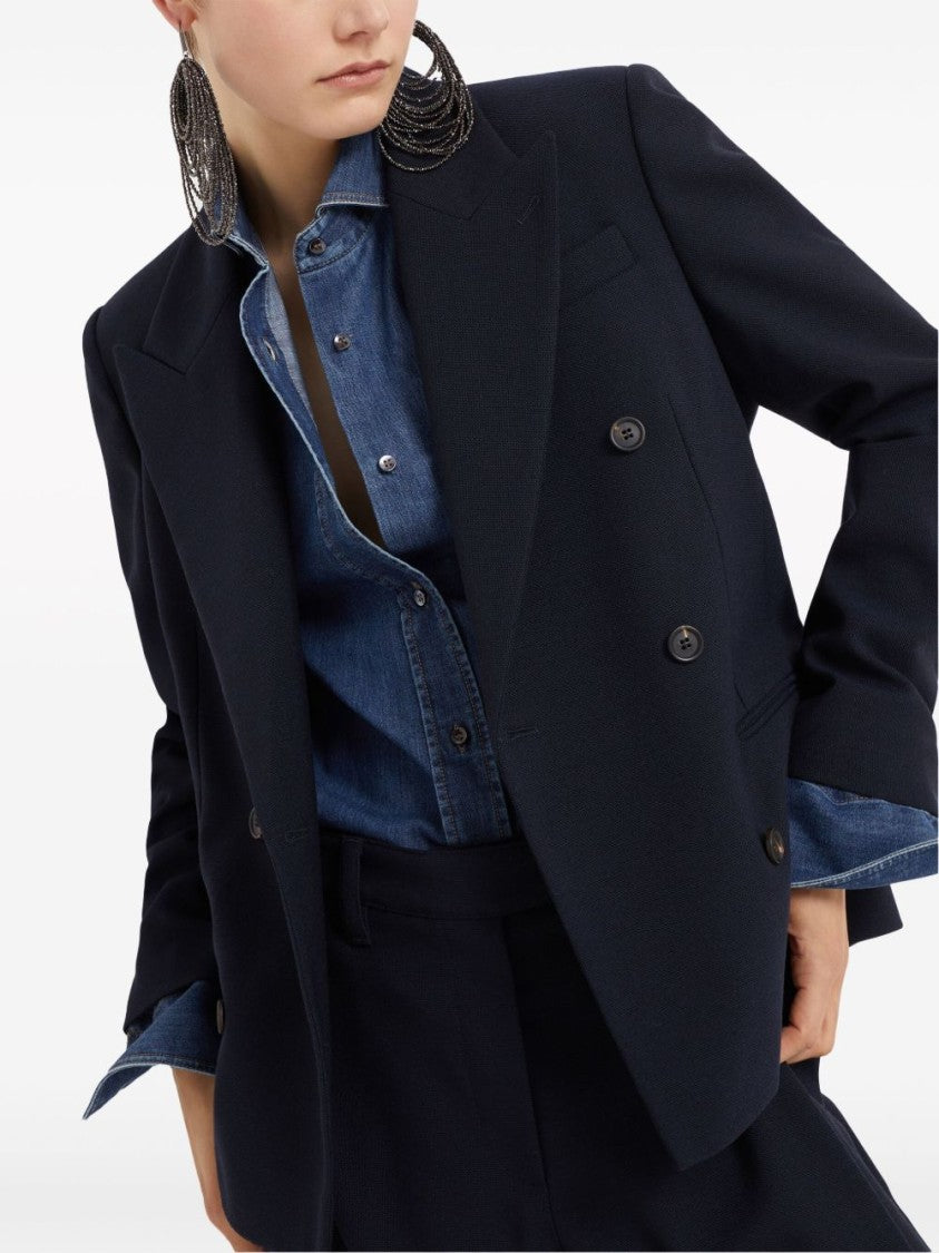 Brunello Cucinelli Double-Breasted Tailored Jacket With Structured Silhouette