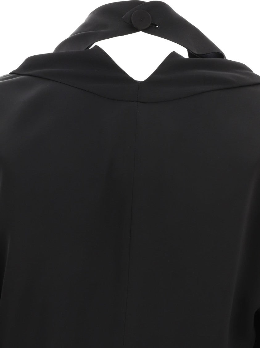 Jil Sander Deep V-Neck Wrap Dress With Unique Collar Detail