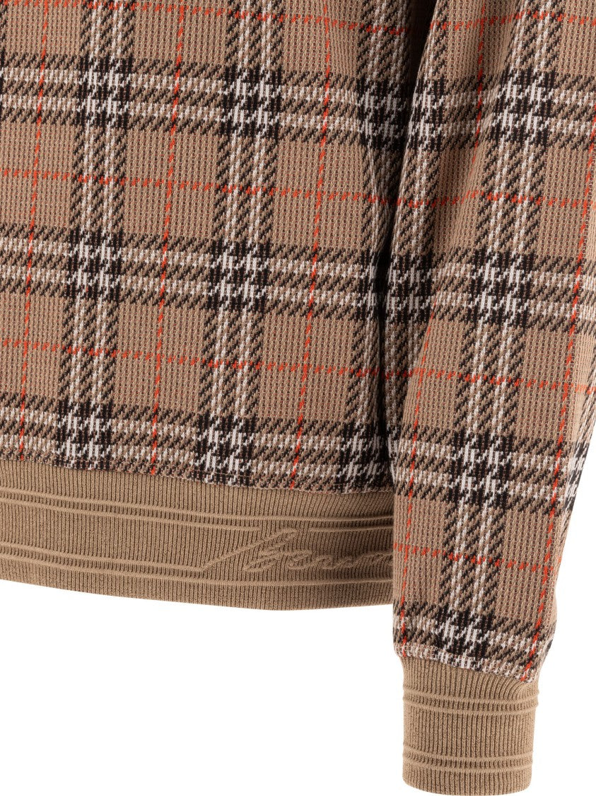 Burberry Cotton Check Crewneck Sweatshirt