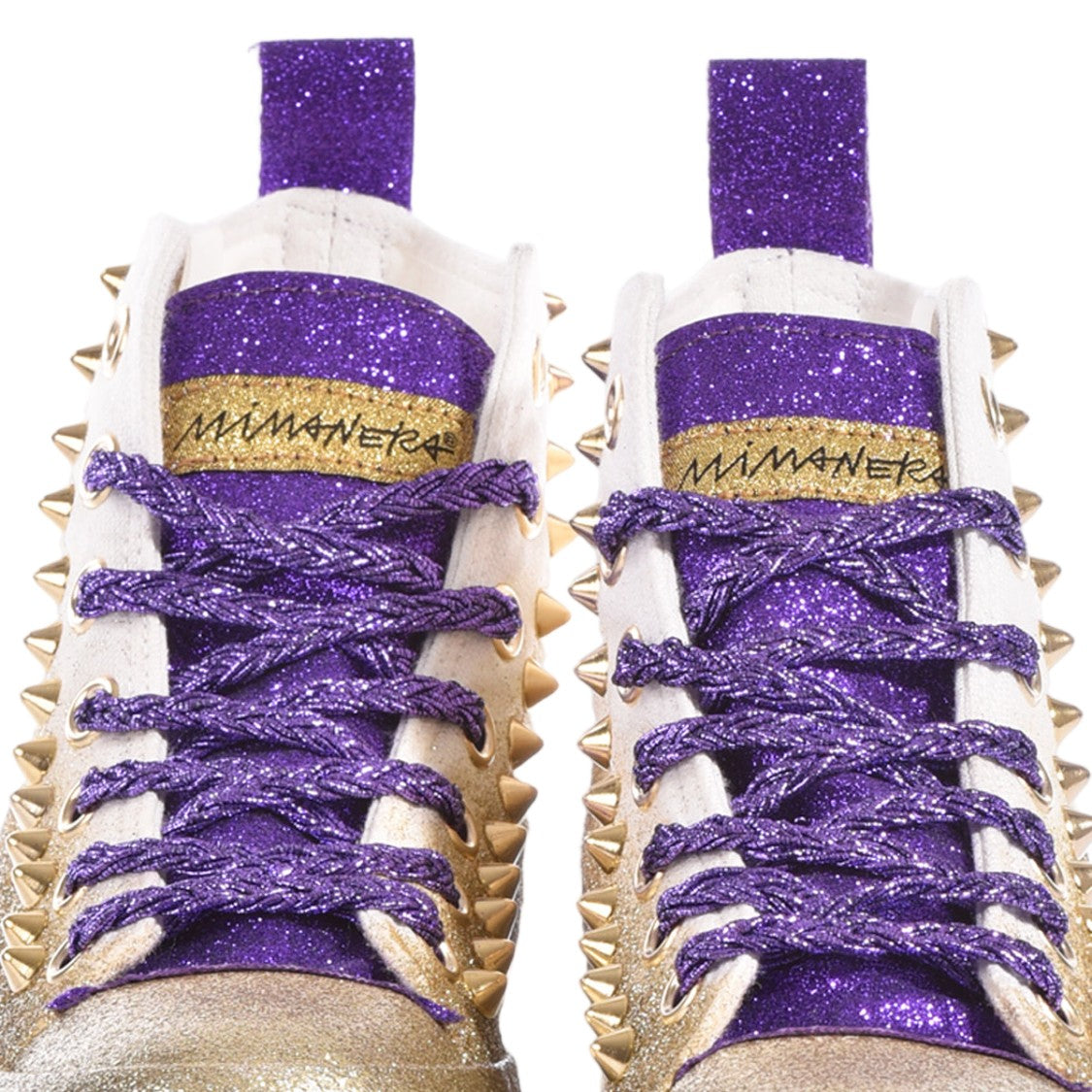 Mimanera Black Gold Handcrafted Studded Platform Sneakers