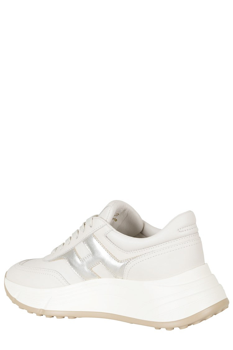 Hogan Hi-Fi Gold H Logo Leather Sneakers