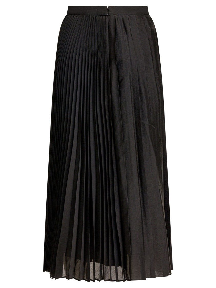 Sandbeige Dynamic Contrast Pleated Midi Skirt