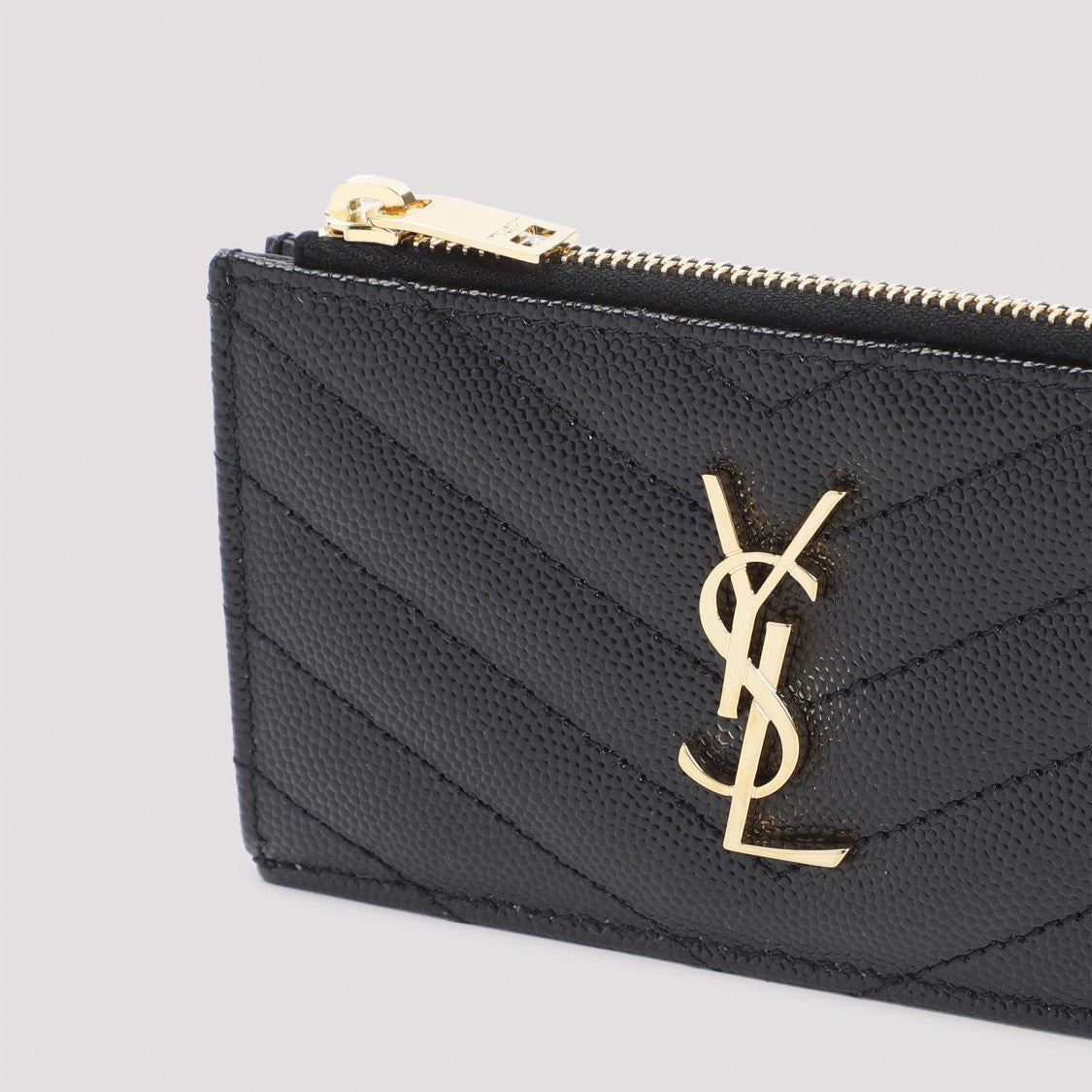Saint Laurent Chevron Quilted Black Matelassé Leather Wallet