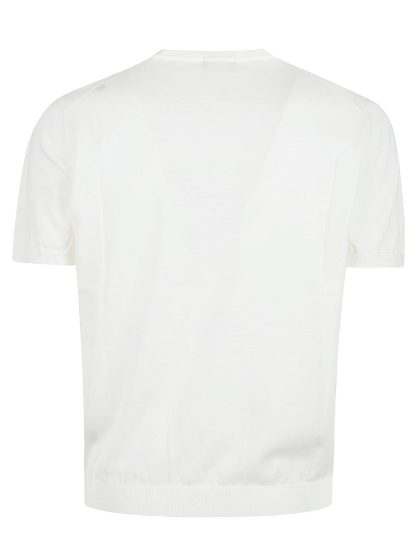 Drumohr White Cotton Crewneck T-Shirt