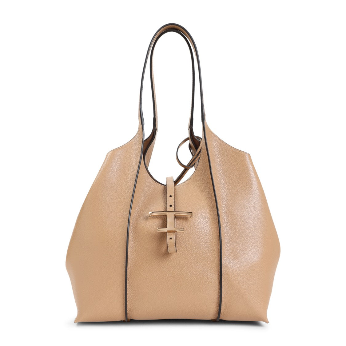 Tod's T Timeless Beige Grained Leather Shoulder Bag