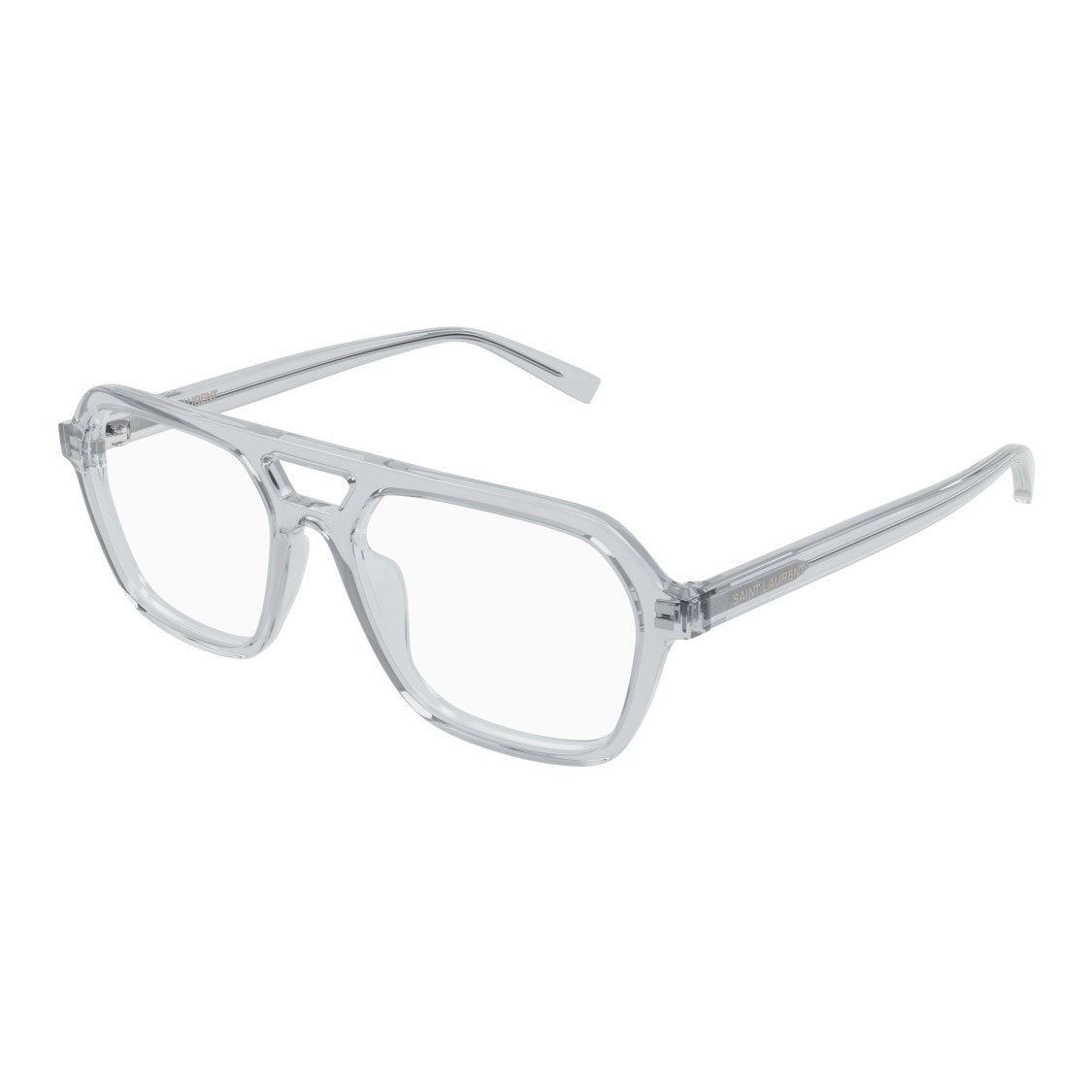 Saint Laurent Geometric Frame Eyeglasses With Double Bridge Design