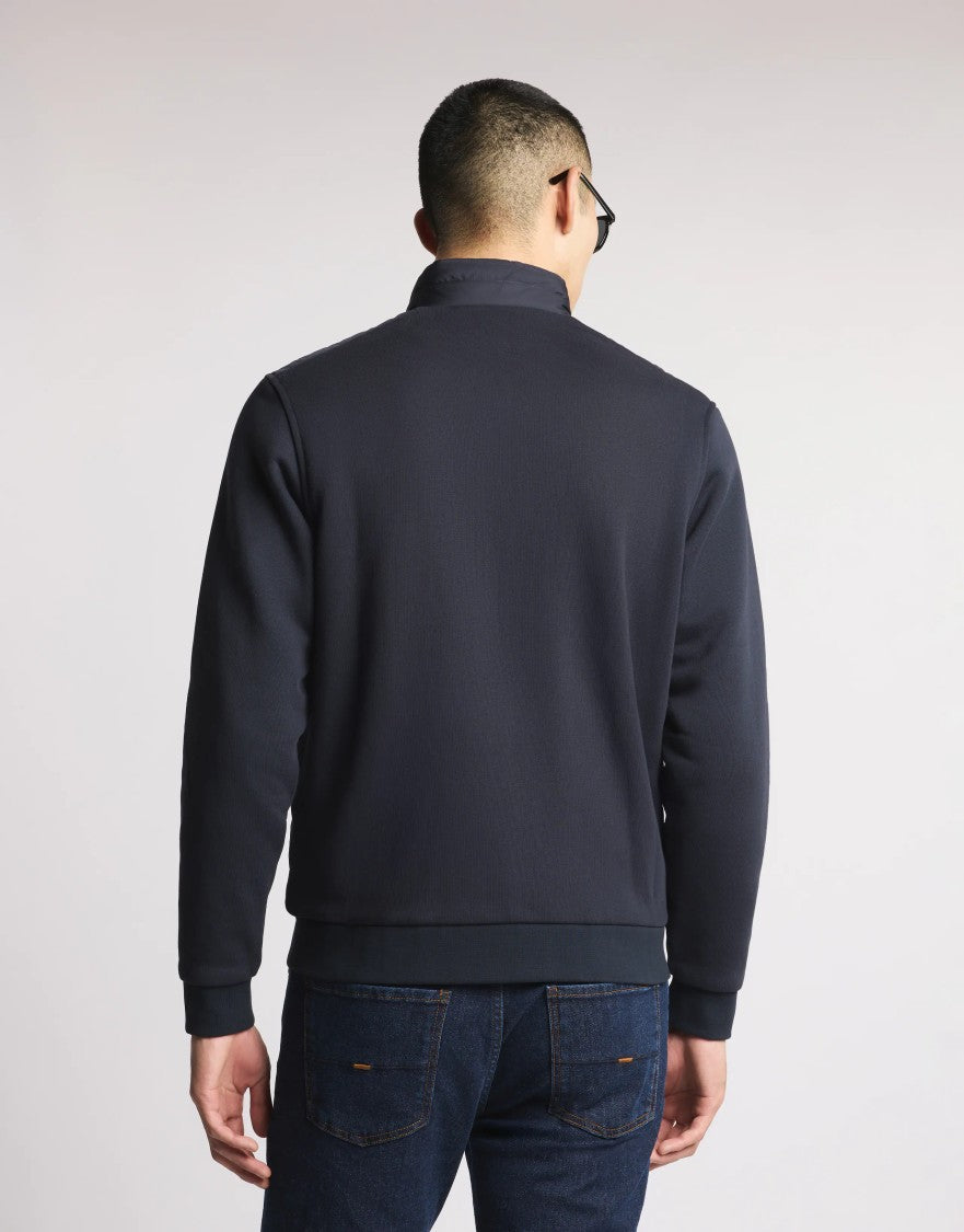 Fay Navy Quilted Casual Jacket With Stand Collar